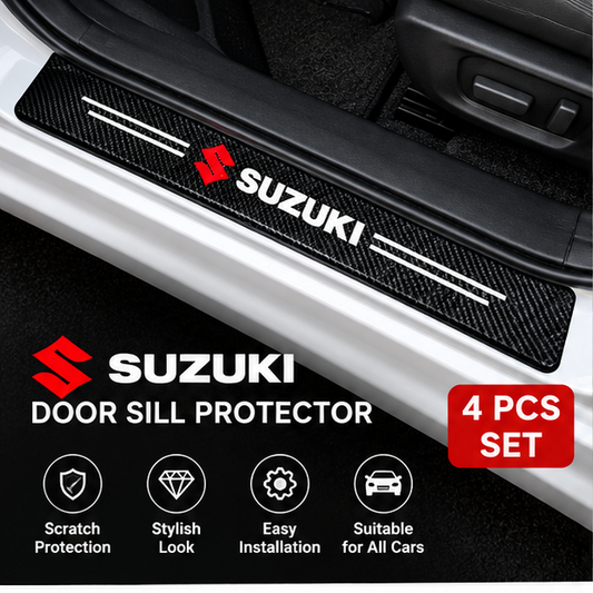 Carbon Fiber Car Door Sill Protector – 4 Pcs